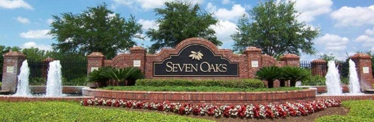 Here is a welcoming sign for the community of Seven Oaks.
